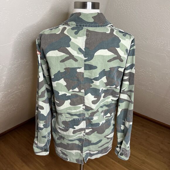 Mother Shirt Womens XS Green Linen Lyocell Camouflage Loose Veteran Button Up - Picture 11 of 11